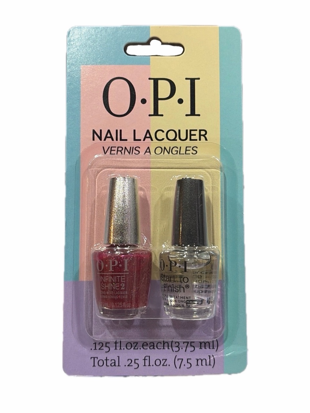 OPI Nail Lacquer Mini Travel Size Nail Polish Set Infinite Shine Red/Clear